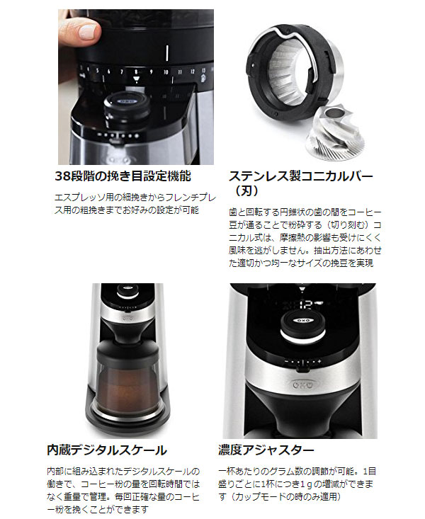 OXOの自動計量機能付電動コーヒーミル