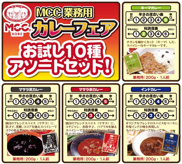 MCC業務用レトルトカレーお試し10種アソートセット