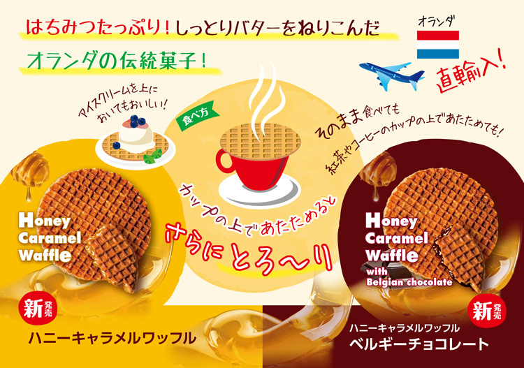 オランダ ハニーキャラメル ワッフル 30g×20枚 ストロープワッフル