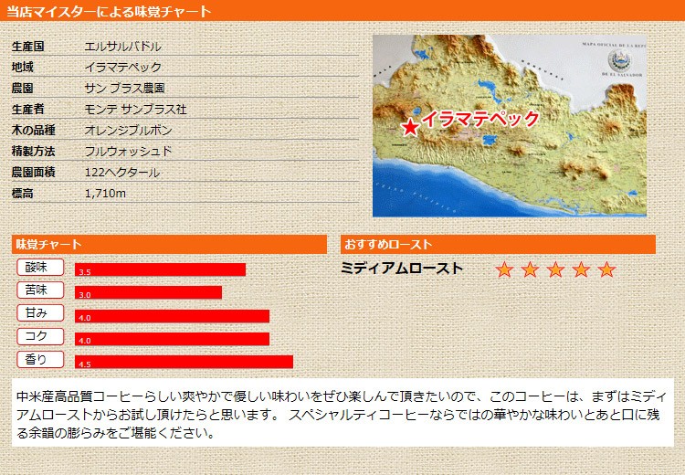 当店マイスターによる味覚チャート