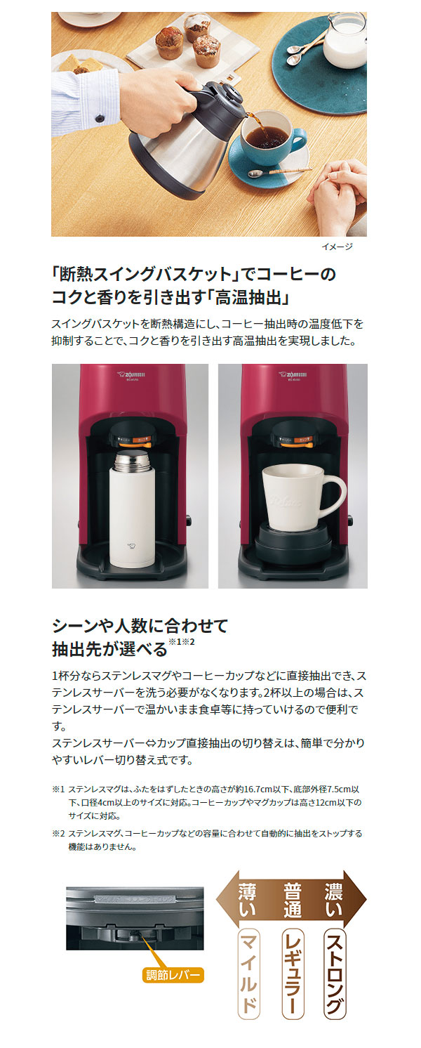 象印 コーヒーメーカー 珈琲通 レッド EC-KV50-RA ステンレスサーバー 