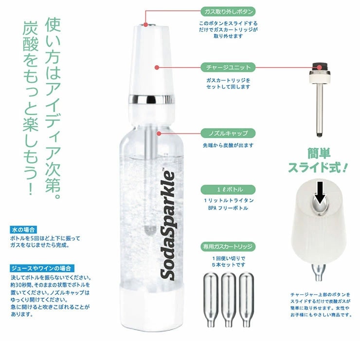 炭酸水メーカー SodaSparkle マルチスパークル２ スターターキット ...