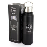 トゥーリ フラスク 1L ブラック 携帯に便利なハンドル付きステンレスマグボトル 保温 保冷 ステンレスボトル