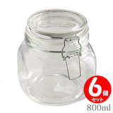 Glass Vessel ミニガラス密閉ボトル 800ml×６個 ソーダガラスキャニスター ６個セット