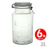 Glass Vessel ガラス密閉ボトル 2.0L×６個 おしゃれな英文字入りソーダガラスキャニスター ６個セット