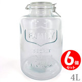 Glass Vessel ガラス密閉ボトル 4.0L×６個 おしゃれな英文字入りソーダガラスキャニスター ６個セット
