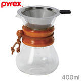Pyrex パイレックス コーヒーサーバー 400ml ナチュラル ステンレスコーヒードリッパー付 CP-8535 木製ハンドル