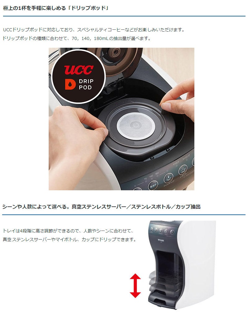 タイガー コーヒーメーカー 3WAY ACT-E040WM クリームホワイト