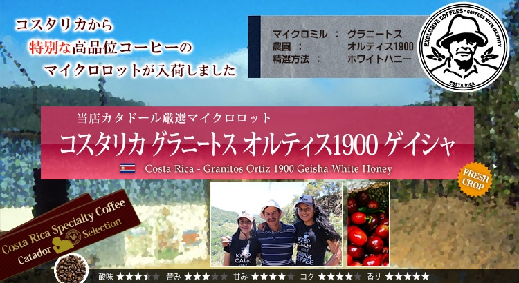 コスタリカ グラニートス オルティス1900 ゲイシャ (WEB限定) - Costa Rica Granitos Ortiz 1900 Geisha White Honey