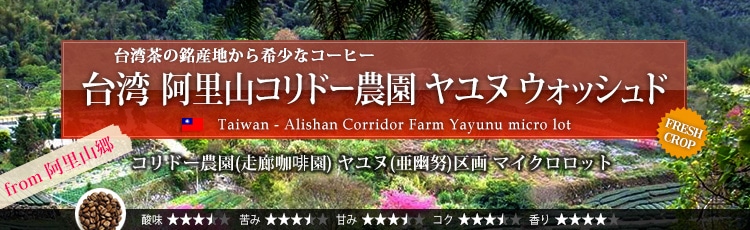 台湾 阿里山コリドー農園 ヤユヌ ウォッシュド - Taiwan Alishan Corridor Farm Yayunu micro lot