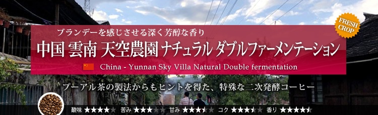 中国 雲南 天空農園 ナチュラル ダブルファーメンテーション - China Yunnan Sky Villa Natural Double fermentation